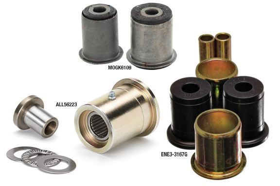 Different types of control arm bushings.