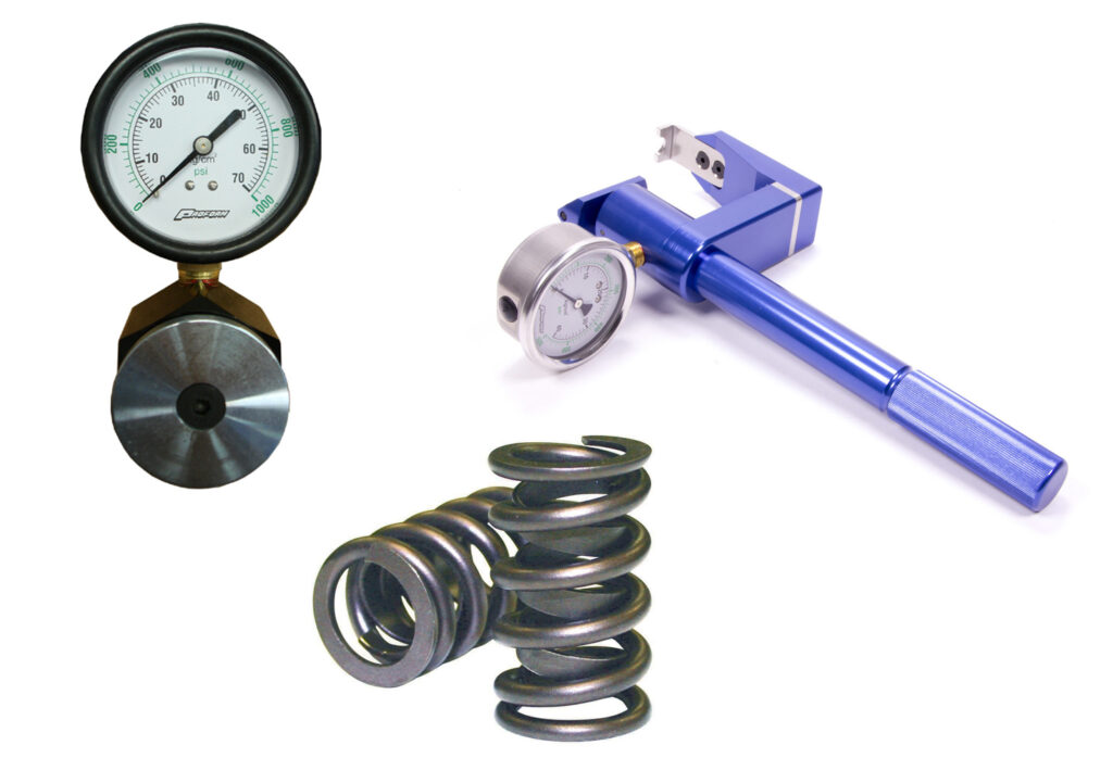 Valve springs and tools to test spring pressure. 